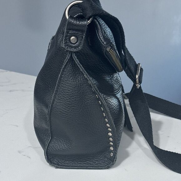 The Sak Silverlake Leather Crossbody Shoulder Bag Black Studded Boho Biker Moto - Picture 2 of 16